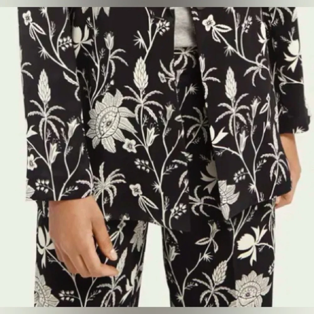 NWOT Scotch & Soda Floral Button Down Shirt Black Collared - Picture 4 of 11